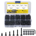 500 Pcs M3 Bolts and Nuts Set, M3 Nuts and Bolts Set, Hex Socket Head Cap Screws Bolts and Nuts Set, Hex Bolts Set, Black Machine Screws Bolts Nuts Fastener Assortment Kit