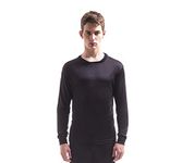 Jasmine Silk Mens Round Neck Pure Silk Thermal Long Sleeves Top Black (Extra Large)