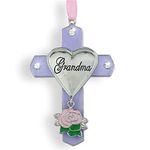 Grandma Remembrance Jeweled Hanging Ornament with Rose Charm Metal 3 Inch