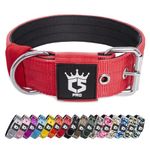 TSPRO Tactical Dog Collar 1.5 inch Wide Dog Collar Military Grade Strong Dog Collar Thick Dog Collar Heavy Duty Metal Buckle Dog Collar(RED-M)