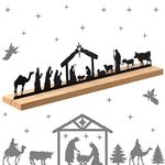 Nativity Scene Nativity Sets for Christmas Indoor Decor Black Metal Nativity Set with Wood Base Nacimientos Navidenos Figuras Little People Nativity Set for Christmas Xmas Party Table Shelf Decor(Delicate Style)