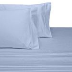 Solid Blue Queen Size Microfiber Attached Waterbed Sheets With Pole Attachment.Pole not included