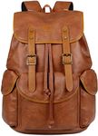 Baosha PU Leather Laptop Backpack for 15.6 Inch Men's Laptop Bag Business Work School College Backpack Satchel School Backpack Travel Backpack CN-0, brown, L, Casual