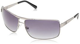 GUESS Men's Wrapped Navigator Pilot Sunglasses, Shiny Gunmetal, 68mm