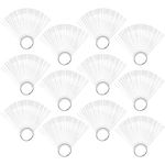 Hedume 12 Set Total 600 Tips Clear Nail Swatches Sticks with Metal Screw Split Ring Holder, Transparent Fan-shaped Nail Art Tips, Nail Art Supplies for Nail Art Polish Display and Home DIY