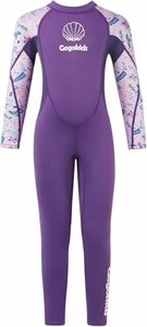 Gogokids Kids Wetsuit Long Sleeve 2.5mm - Boys Girls Neoprene Swimming Wetsuit with UV Protection 50+ & Back Zipper, Warm Full Wetsuit for Swimming Surfing Beach, Ages 2-10 Boys Girls