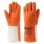 ANDANDA Leather Forge Welding Gloves, 13" Heat/Fire Resistant Gloves, Premium Split Leather, Kevlar Stitching, Provides Flames, Sparks and Welding Spatter Protection, Work Great for Welders