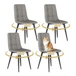 JMGJOY Swivel Dining Chairs Set of 4 Velvet Modern Upholstered kitchen Chairs 360° Rotating Dining Room Chair Max.120kg Metal Legs Padded Seat Backrest for Living Room Bedroom, Gray