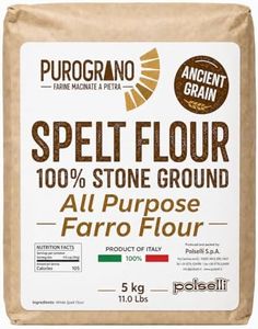 POLSELLI PuroGrano, Spelt Farro Flour, 100% Stone Ground, Whole Grain, 5 kg