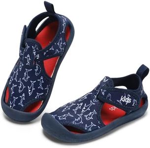 STQ Boys Water Shoes Quick Dry Summer Sports Beach Swim Pool Outdoor Sandals Navyshark 8 US Toddler