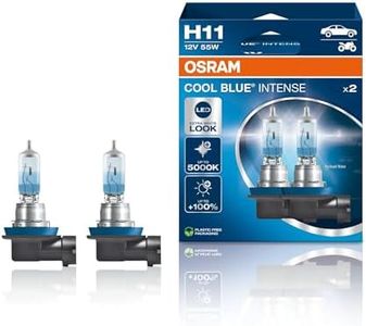 OSRAM COOL BLUE INTENSE H11, +100% more brightness, up to 5,000K, halogen headlight lamp, LED look, duo box (2 lamps), 64211CBN-HCB