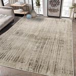 Calore Area Rugs for Living Room Bedroom Dining Room Rugs Modern Soft Living Room Carpet Abstract Rug Large Washable Shaggy Indoor Home Decor Carpet (Abstract Beige Grey/Light Brown, 5.2 ft x 6.5 ft)