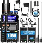MaxTalker 5RM Ham Radio 10W Long Range Handheld NOAA Weather Receiver 2500mAh Battery 5RM Radio with Programming Cable,771 Antenna,2Pack