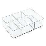 iDesign Clarity Interlocking Drawer Organizer for Cosmetics, Jewelry, Desk/Office Supplies, Crafts - 3 Compartments, Clear