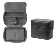 KOSMCCO Watch Travel Case - 2 Slot Watch Case with Soft Lining and Accessories Compartment, Gift for Watch Lovers (Black & Slate)