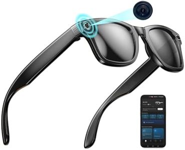AI Smart Glasses with Camera, 8MP 1200P HD Video Recording Sunglasses, UV400, Real-Time Translation, ChatGPT Voice Assistant, Open-Ear Bluetooth Audio for Men Women Running, Cycling & Vlogging 32G