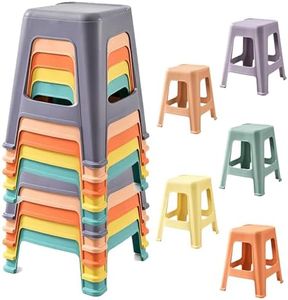 Star20XX Stackable Classroom Stools, Plastic Stools, Sturdy Backless Chairs, 18.8 Inch Height, 10 Pack Colorful Nesting Stools for Kindergarten School Office Home