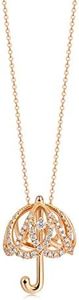 CHOW SANG SANG 18K Rose Gold 0.25 Carat (G-H Color, SI Clarity) Diamonds Umbrella Necklace for Women 90484N | 18.5", (47 CM)