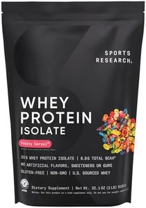 Sports Research® 100% Whey Protein Isolate Fruity Cereal - U.S. Sourced Protein Powder w/BCAAs - No Artificial Flavors or Gums- Informed Sport Tested · Gluten Free - 2lb Bulk Bag, 25 Servings