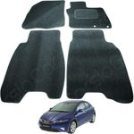 Carsio Carpet Car Mats For Honda Civic 2006 2008 4 Piece Set with 2 Clips Tailored Fit Floor Mat Complete Accessory Black Custom Fitted - All Weather, Anti-Slip Backing & Black Trim