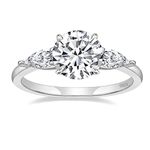 EAMTI 2CT 925 Sterling Silver Engagement Rings for Women Round Cut 3-Stone Promise Rings for Her Cubic Zirconia CZ Wedding Bands Size 7