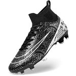 DimaiGlobal Football Boots Men's High-Top Spikes Outdoor Astro Turf Trainers Boys Cleats Professional Competition Athletics Sneakers Teenager Breathable Soccer Shoes Unisex 7.5UK Black