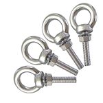 HYXXYY Stainless Steel Eye Bolt, 4 Pack M8 Shoulder Eye Bolts 5/16" X 1.18"with Nuts and Washer Thread Lifting Ring Eyebolt (Thread Length 30mm)