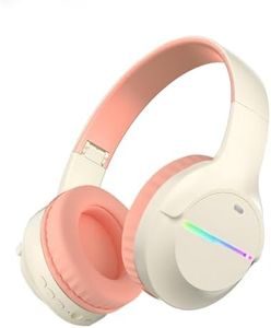 Wireless Bluetooth Headphones-Colorful Lights,Large Battery Capacity,Foldable,Bluetooth 5.3,10 m Range,Stereo Surround,Built-in Microphone,Comfortable affixed Ears (Pink)