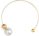 El Regalo Vintage Punk Big Imitation-Pearl CCB Bead Torques Coller Choker Open Necklace for Girls & Women (Gold)