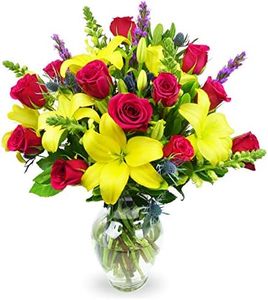 Benchmark Bouquets, Joyful Wishes, Glass Vase Included, Gift Fresh Flowers for Birthday, Anniversary, Get Well, Sympathy, Congratulations, Thank You, Just Because