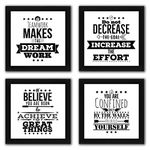 Interio Crafts Motivational Poster For Home And Office Wall Decor (Black, 9 x 9 Inches, 8x8 Inches) (Set of 4 set 8)