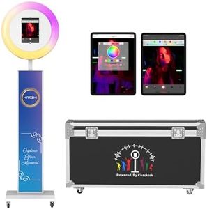 HARZHI Portable Photo Booth Compatible with Ipad, Large Lightbox Ipad Photo Booth for Christmas Wedding Party Provide ChackTok Software APP VIP, Free Custome Logo, Flight Case White