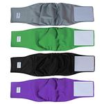 Teamoy 4pcs Reusable Wrap Diapers for Male Dogs, Washable Puppy Belly Band (M, Black+ Gray+ Green+ Purple)