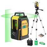 PREXISO 360° Laser Level with Tripod, 100 Ft Self Leveling Cross Line Laser Level with Green Glasses, Target Plate, Portable Bag - Green Horizontal Line for Construction, Floor Tile, Home Renovation