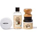 Clark's Cutting Board Oil Care Kit with Pure Organic Coconut Oil - Includes Wax, Buffing Pad, Brush & Applicator - Food Grade Wood Conditioner for Butcher Blocks