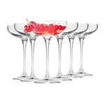 KROSNO Champagne Saucer Coupe Glasses | Set of 6 | 8.1 oz | Harmony Collection | Perfect for Home, Restaurants and Parties | Suitable for Serving Sparkling Wine | Dishwasher Safe