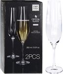 Galvog® 2 pc Crystalline Champagne Flutes | Classic Glass Set | Lead Free Extra Resistance Glasses | 260ml/8.8oz Capacity | Crystal Clear Stemmed Glassware