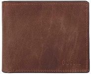 Fossil Men's RFID Blocking Leather Derrick Passcase Wallet, Brown, One Size