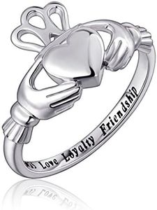 S925 Sterling Silver Love Loyalty Friendship Irish Ladies' Claddagh Ring Size 7