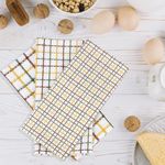 SAMI STUDIOS Cotton Kitchen Towel Machine Washable Multipurpose Kitchen Wiping Cleaning Towel, Dish Towels, Tea Towels, Tablecloth Cleaning Cloth, Morocco Check (40 x 60 cm, Multicolors) Set of 3