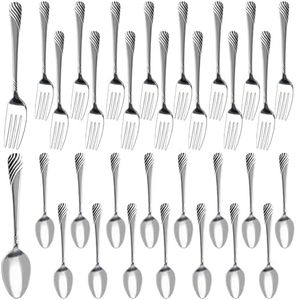 LECEHIVO 300 Pcs Forks and Spoons Silverware Set 7.1 Inch 150 Forks 150 Spoons Stainless Steel Fork and Spoon Set for Home Restaurant Kitchen Dishwasher Supplies