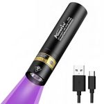 Alonefire SV94 395nm Small UV Torch Light 3W USB Rechargeable Mini Black Light Money Detector for Resin Curing, Pet Urine Detection, Scorpion, Fishing, Minerals, Leaks,Cure Glue with Built-in Battery