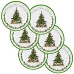 LOYIM 6 Pcs Christmas Melamine Plates 10 Inch Christmas Tree Melamine Dinner Plate Christmas Dishes Assorted Designs Christmas Dinnerware Set for Appetizer Dessert Salad Birthday Christmas Party