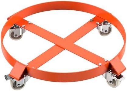 55 Gallon Drum Dolly, Heavy Duty Barrel Dolly with 4 Caster Wheels, 1000 LBS Capacity Trash Can Dolly Non-Tipping Hand, Orange Steel Frame Dolly