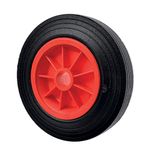 200mm light duty solid rubber wheel on a red plastic centre with a 1" bore