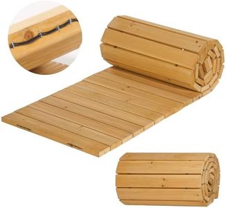 IDZO Wooden Garden Pathway 4 Times Reinforced Cord End, Anti-Slip Roll Out Walkway with Aging Resistant Rubber Spacer & Rustproof Steel Wire for Durable Use, Wooden Pathway for Outside, Beach, Patio