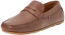 Tommy Hilfiger Men Loafers Casual Leather Driver, Brown (Winter Cognac), 42