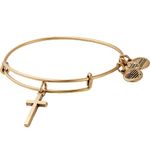 Alex and Ani Womens Cross II EWB Bangle Bracelet, Rafaelian Gold, Expandable