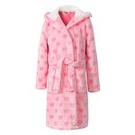 Girls Fleece Bathrobe Hooded Kids Sleep Robe Flannel Sleepwear Soft Fuzzy Robes(Pink, 7-8)