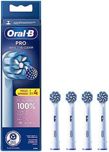 Oral-B Sensitive Clean Testine Spazzolino Elettrico, Confezione da 4 Testine di Ricambio, Pulisce Aree Sensibili e Infiammate, Rimuove Fino al 100% di Placca in Più